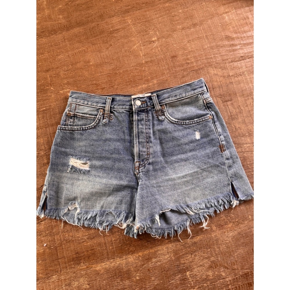 We The Free Loving Good Vibrations Denim Cutoff Shorts 27 Raw Hem Boho Chic